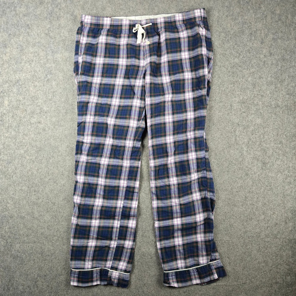 J. Crew Pajama Pants Womens Medium Blue Plaid Flannel Lounge Sleepwear Bottoms
